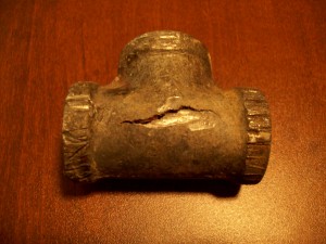 Galvanized fitting that broke due to freezing